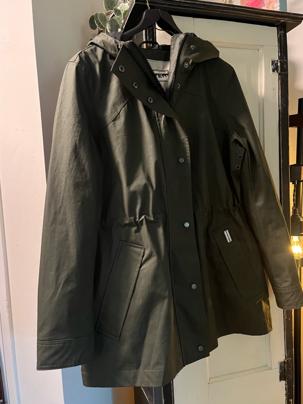 Hunter Hooded Rubberized Rain Jacket